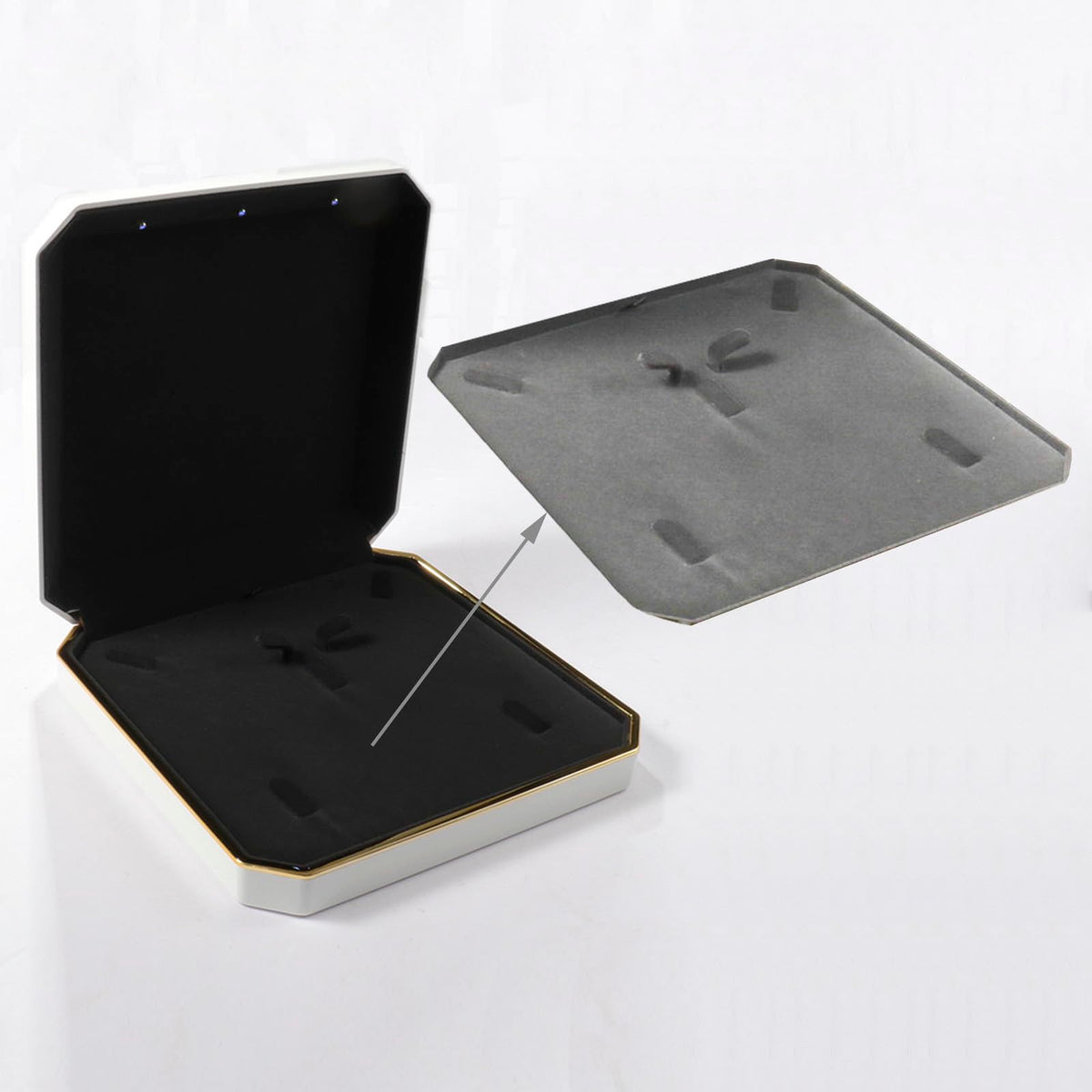 HSLFUAI Large Necklace Box, Necklace Gift Box with Led Light,Jewelry Box for Necklace,Jewelry Gift Box for Wedding, Birthday, Valentine' Day, Mother'S Day, Christmas
