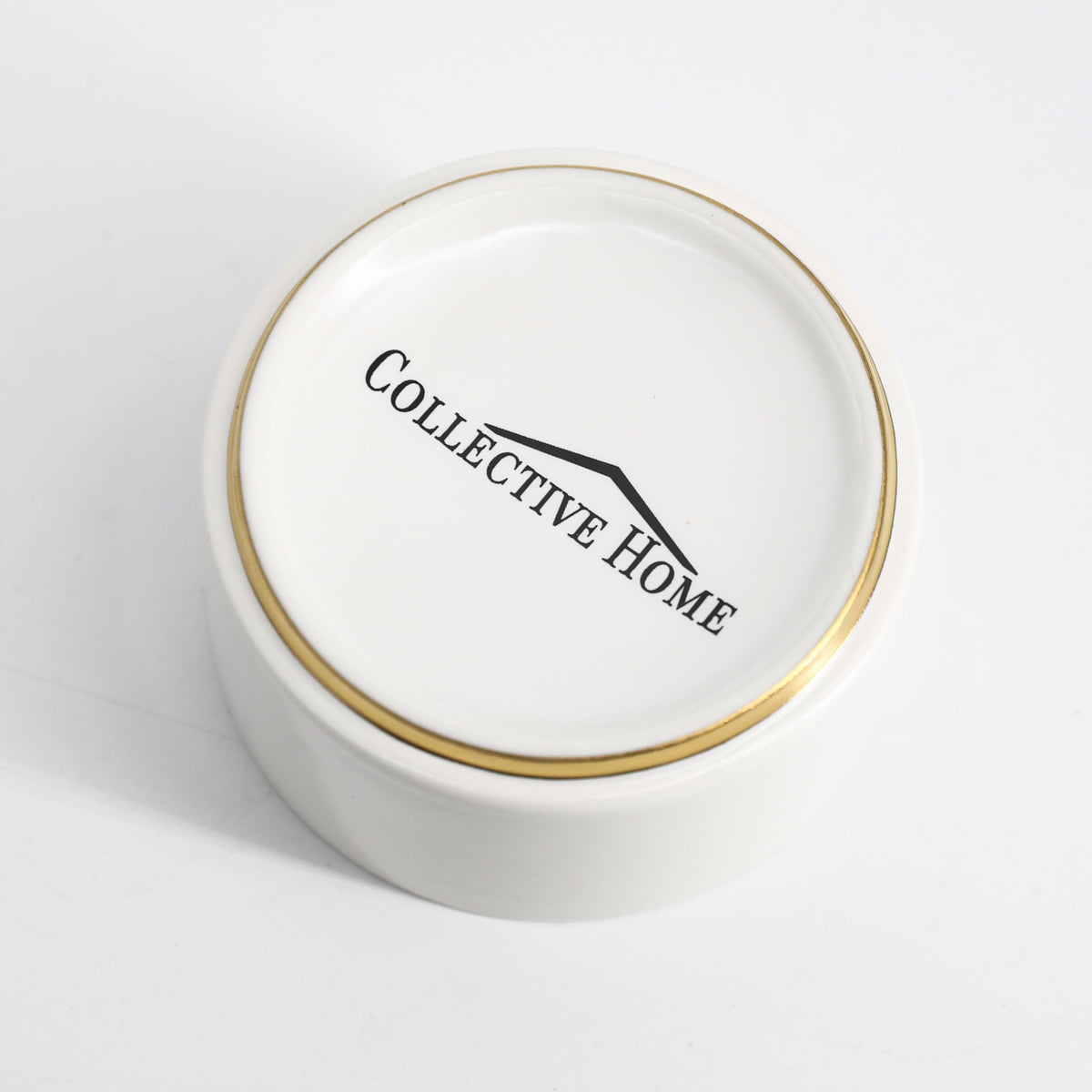 COLLECTIVE HOME - Ceramic Jewelry Box, Elegant Embossed Jewelry Holder, Trinket Organizer with Gold Monogram Lid, Storage for Ring Necklace Bracelet Earrings, Rings and Accessories (m)