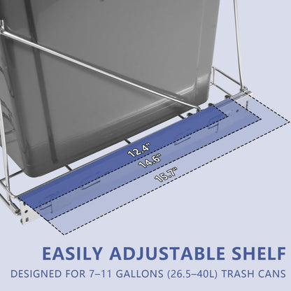 XYLOME Pull Out Trash Can Under Cabinet: 7–11 Gallons Under Sink Trash Can for Kitchen Requires Min. Cabinet Opening 12"W X 17.5"D X 17.5"H - Cabinet Trash Can Pull Out Kit (Trash Can Not Included)