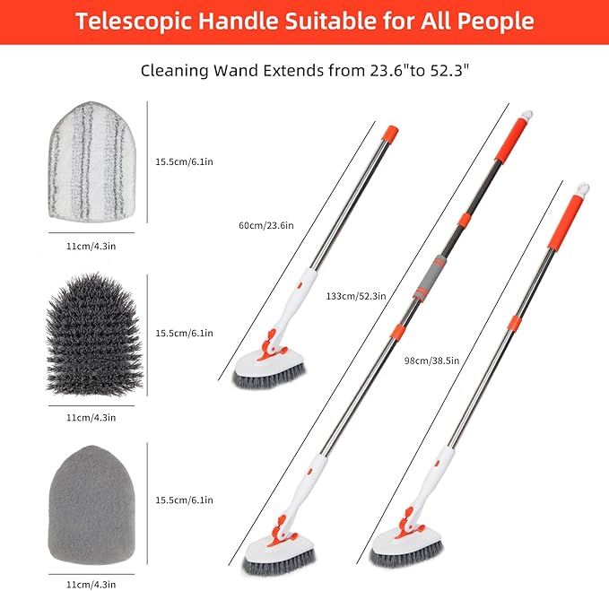 Floor Scrub Brush 3 in 1 Tub Tile Floor Scrubber Brush