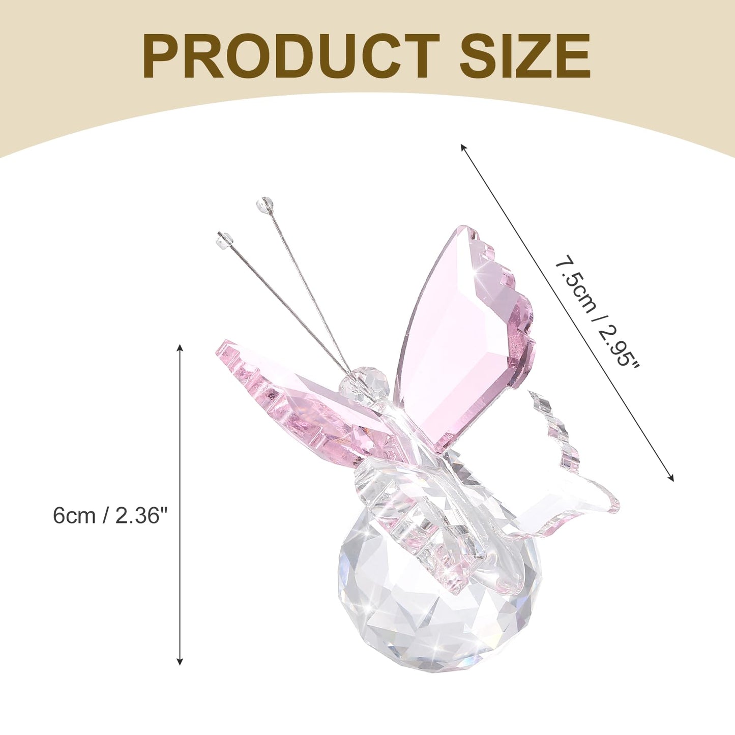 uxcell Pink and Transparent Crystal Butterfly Figurine with Ball Base, Crystal Butterfly Craft Glass Animal Sculpture for Desk Office Decor Table Centerpieces Animal Ornaments Paperweight