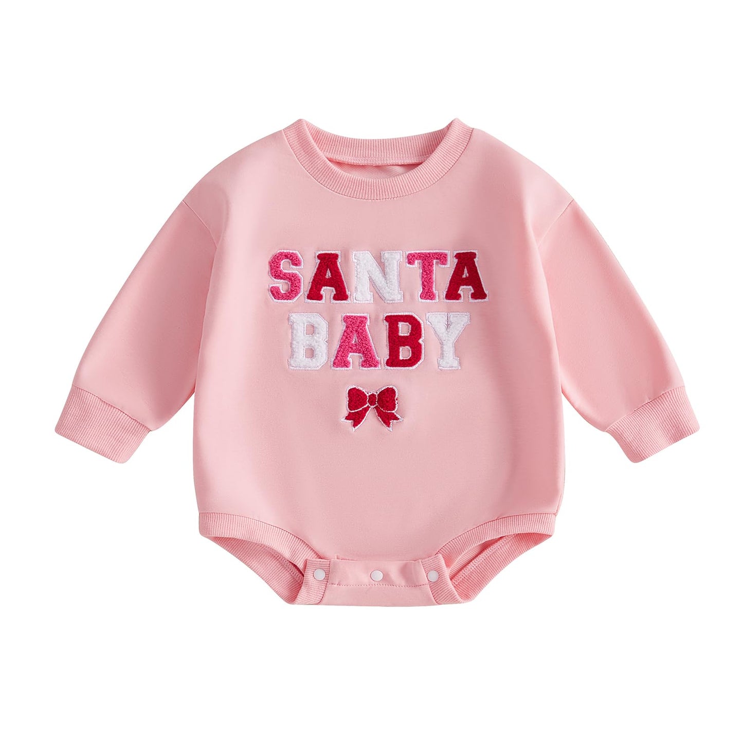 BemeyourBBs Baby Girl Christmas Outfit Santa Baby Girl Bubble Romper Sweatshirt Cute Newborn Infant Winter Clothes (0-3 Months, santa baby B)