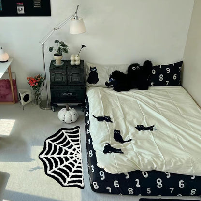 Casasphere Spider Web Bathroom Rugs, Halloween Bath Mat Non-Slip Bath Rug Machine Washable Goth Rug, 31"×20" Small Area Rugs for Front Door Bedroom Kitchen（Black）