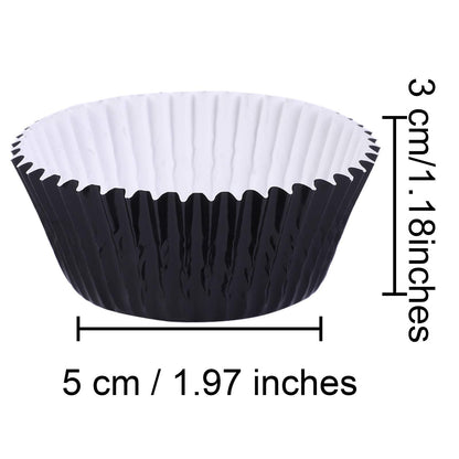 URATOT 100 Pieces Foil Metallic Cupcake Liners Muffin Wrappers Foil Baking Cups Muffin Paper Cases, Black
