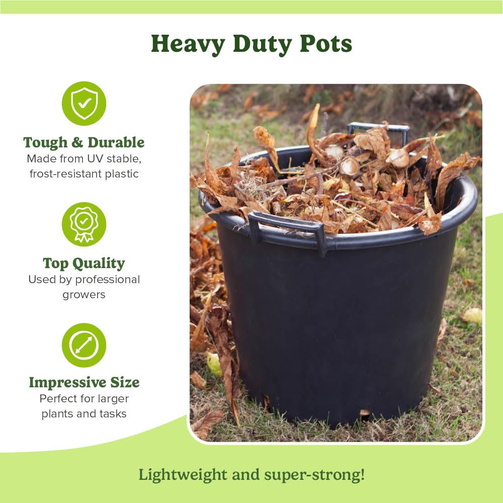 YouGarden 4 x Heavy Duty 30L Plant Pots (Pack of 4) 40cm Diameter - Plastic Planters for Outdoor Plants - Large 15.7' Flower Pots for Gardens - Perfect for Flowers, Vegetables & General Use