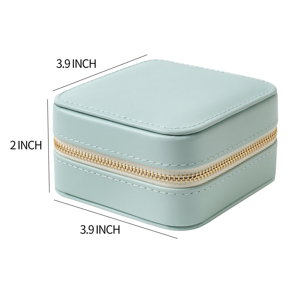 NGVRC Genuine Leather Travel Jewelry Case Organizer with Mirror for Women, Small Jewelry Box Portable Mini Jewelry Case for Earring, Ring, Necklace, Bracelet(Cyan)