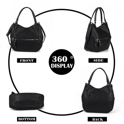 Gladdon Hobo Bags for Women, Ladies Multi Pockets Top Handle Handbags, Vintage Cross-body Shoulder Satchel, Soft Leather Messenger Purse