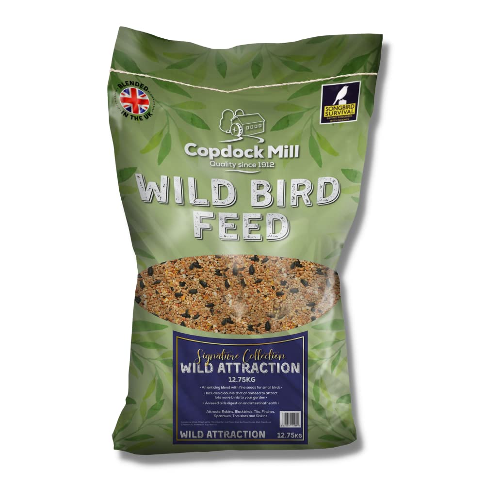 Copdock Mill Wild Bird Seed 12.75kg, Signature Collection Wild Attraction – All Year-Round Bird Food – 100% Natural Ingredients with Peanuts for Wild Bird – Suitable for All Wild Bird Species