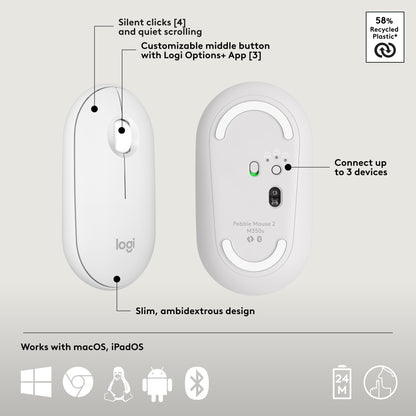 Logitech Pebble Keys 2 K380s, Multi-Device Bluetooth Wireless Keyboard with Customizable Shortcuts, Slim and Portable, Easy-Switch for Windows, macOS, iPadOS, Android, Chrome OS - Tonal Graphite