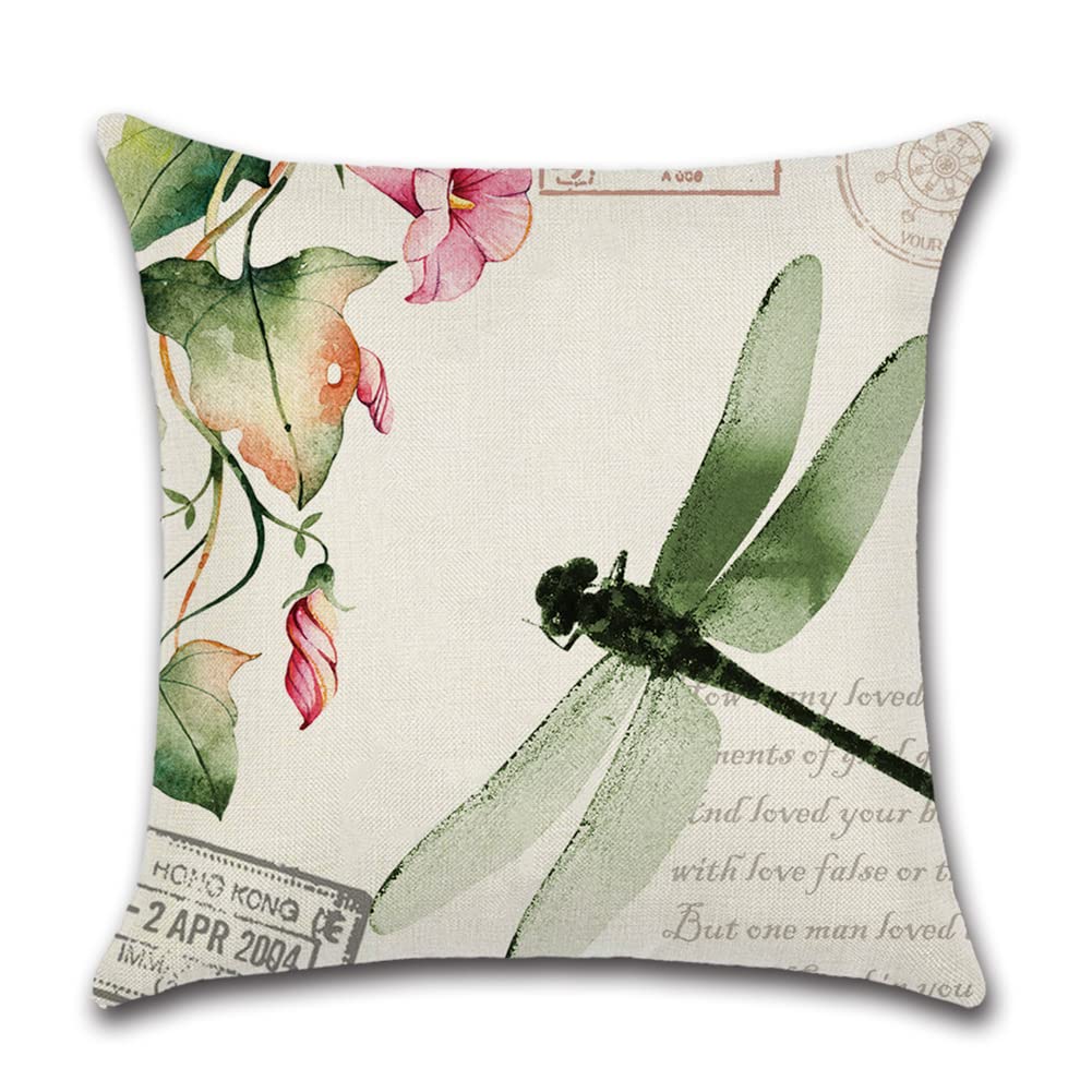 JOTOM Outdoor Decorative Cushion Covers 45x45 cm Waterproof Throw Pillow Covers Outdoor Cushions Butterfly Patio Garden Flower Pillowcases for Bench Sofa Indoor Decoration Set of 4 (Insects and Plant)