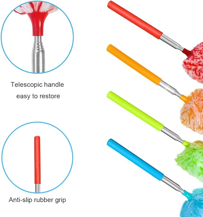 4 Pcs, Hand Microfibre Cleaning Tool Extendables