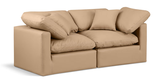 Meridian Furniture 146Tan-S70 Indulge Collection Modern | Contemporary Modular Sofa with Soft Tan Durable Vegan Leather, Fiber-Filled Cushions, Modular, 70" W x 35" D x 32" H, Tan