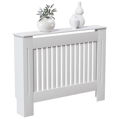 Vida Designs Chelsea Radiator Cover With Modern Slats White Decorative Heater Cover with Shelf, Medium, (H: 82 / W: 112 / D: 19 cm)