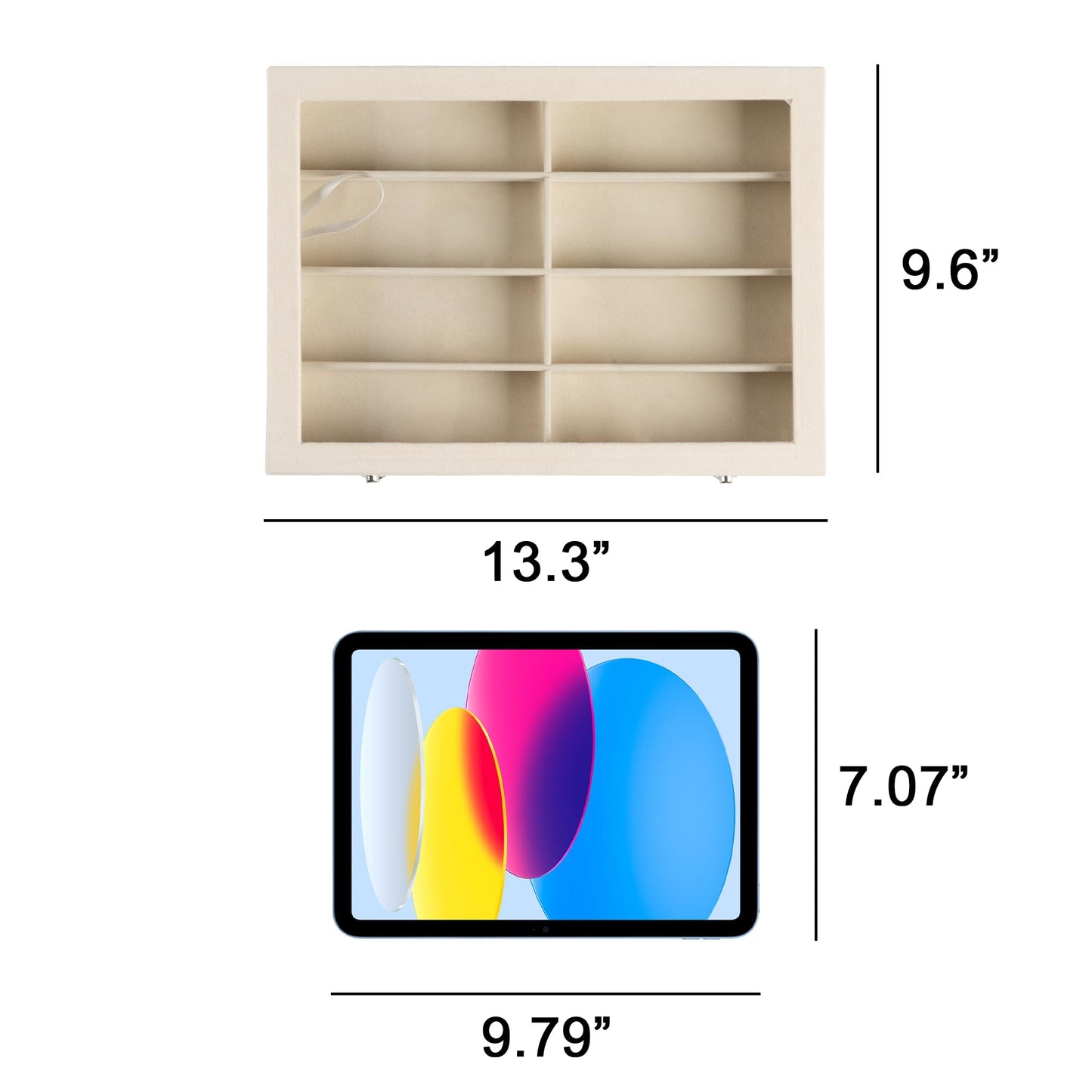 Frebeauty Sunglass Organizer,Velvet Glasses Organizer,8-Slot Sunglasses Tray with Clear Lid,Men's/Women's Sunglasses Box,Sunglass Case,13.3 x 9.6 x 2.2 Inches,Eyeglass/Eyewear Display Tray(Beige)