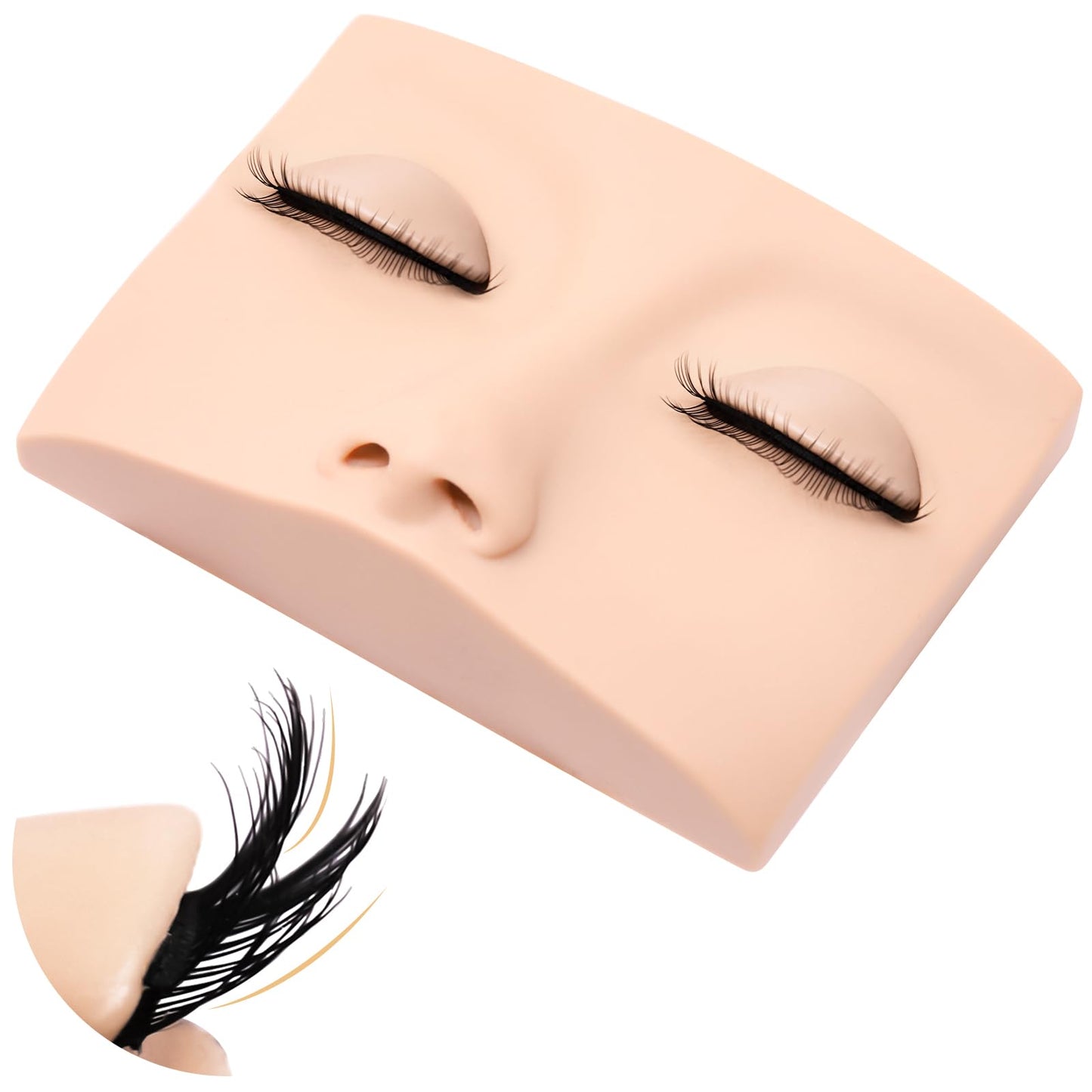 Embagol Double Layer Lash Mannequin Head - Realistic Soft-Touch Rubber Head With 2 Layers Replaced Eyelids - Training Makeup Head(1 Pair Removable Eyelids)
