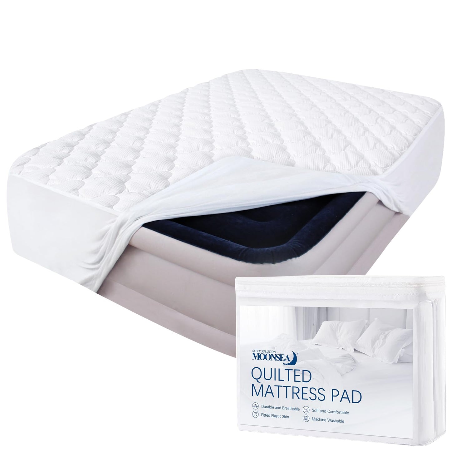Queen Mattress Pad Thick Quilted Mattress Topper, Air Mattress Cover, Super Soft Breathable and Noiseless Down Alternative Fiber Extra Thick Mattress Pad with Deep Pocket Fits up to 23 Inch Mattress