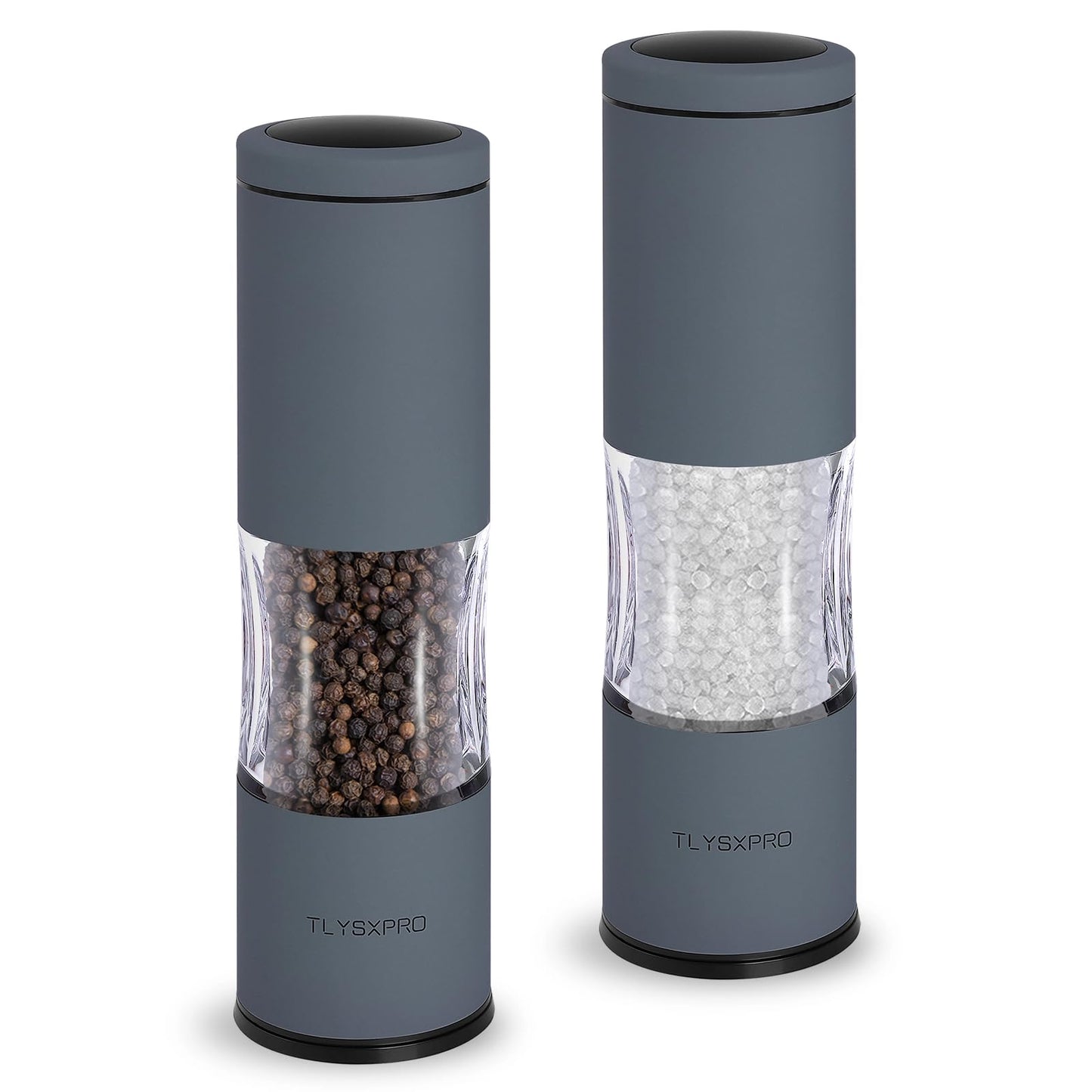 Salt and Pepper Grinder Set with Adjustable Coarseness | Manual Pepper Mill Grinder with Refillable Design | Ceramic Core | Kitchen Essential (2 Packs, Blue-Grey)