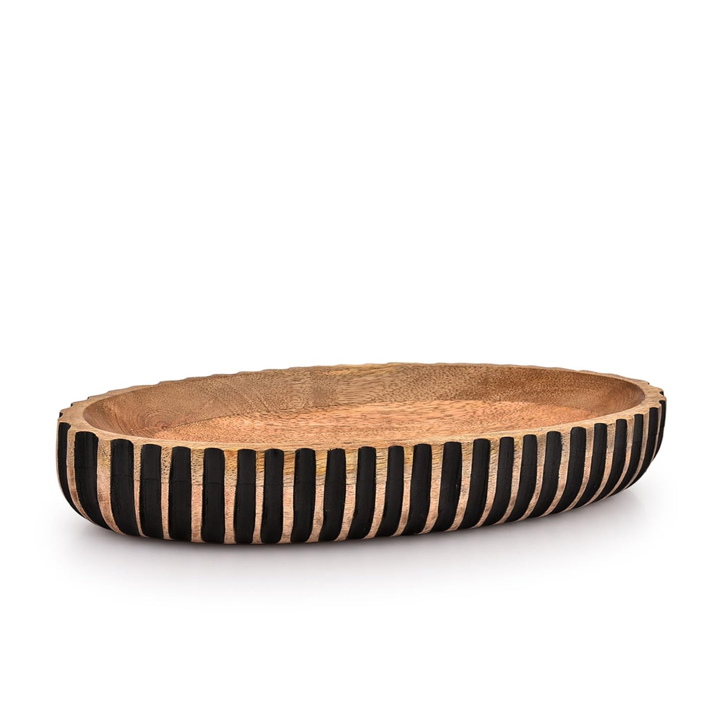 Kimona Decorative Bowl Wooden Centerpiece Table Decorations Decorative Long Wooden Bowl for Table Centerpiece (14" X 6" X 2.3")
