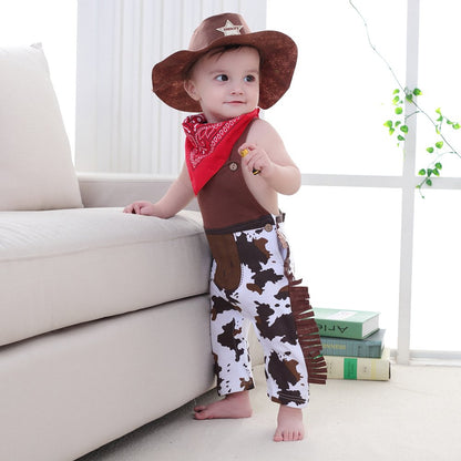 LXKIKMM Baby Toddler Boy Cowboy Outfit Rodeo Birthday Costume Woody 1-3 Months