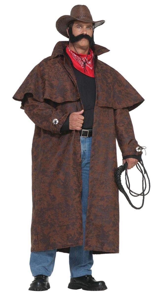 Rubies Men's Extra Big Fun Tex Costume Duster Coat, Brown, 3X-Large for Themed Parties and Halloween