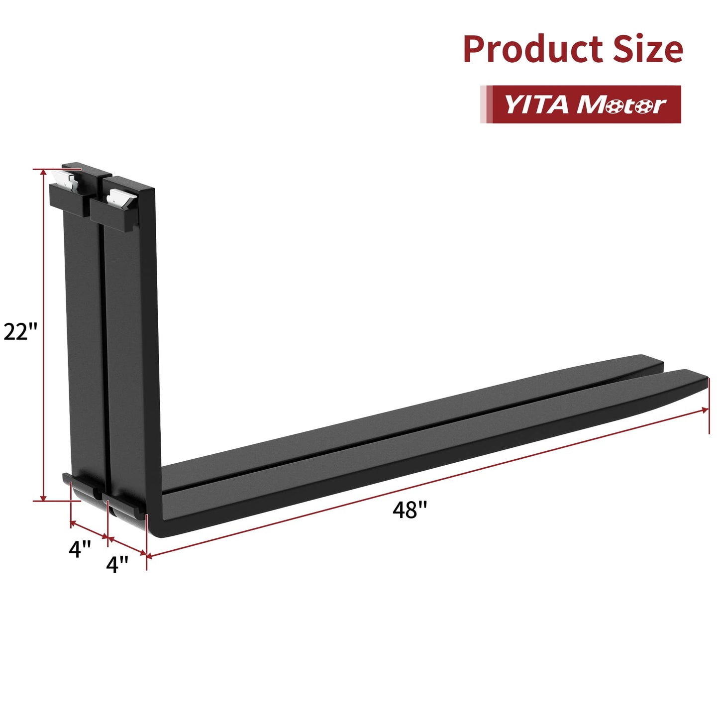 YITAMOTOR 48" Pallet Forks Forklift Blades, 4000lbs Universal Skid Steer Pallet Forks Attachment, Heavy Duty Quick Attach Forklift Blades for Kubota Bobcat Skid Steer Loaders Tractors, 2 Packs