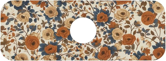 Faucet Draining Mat For Kitchen Sink, Peony Flower Blue Leaves Diatom Mud