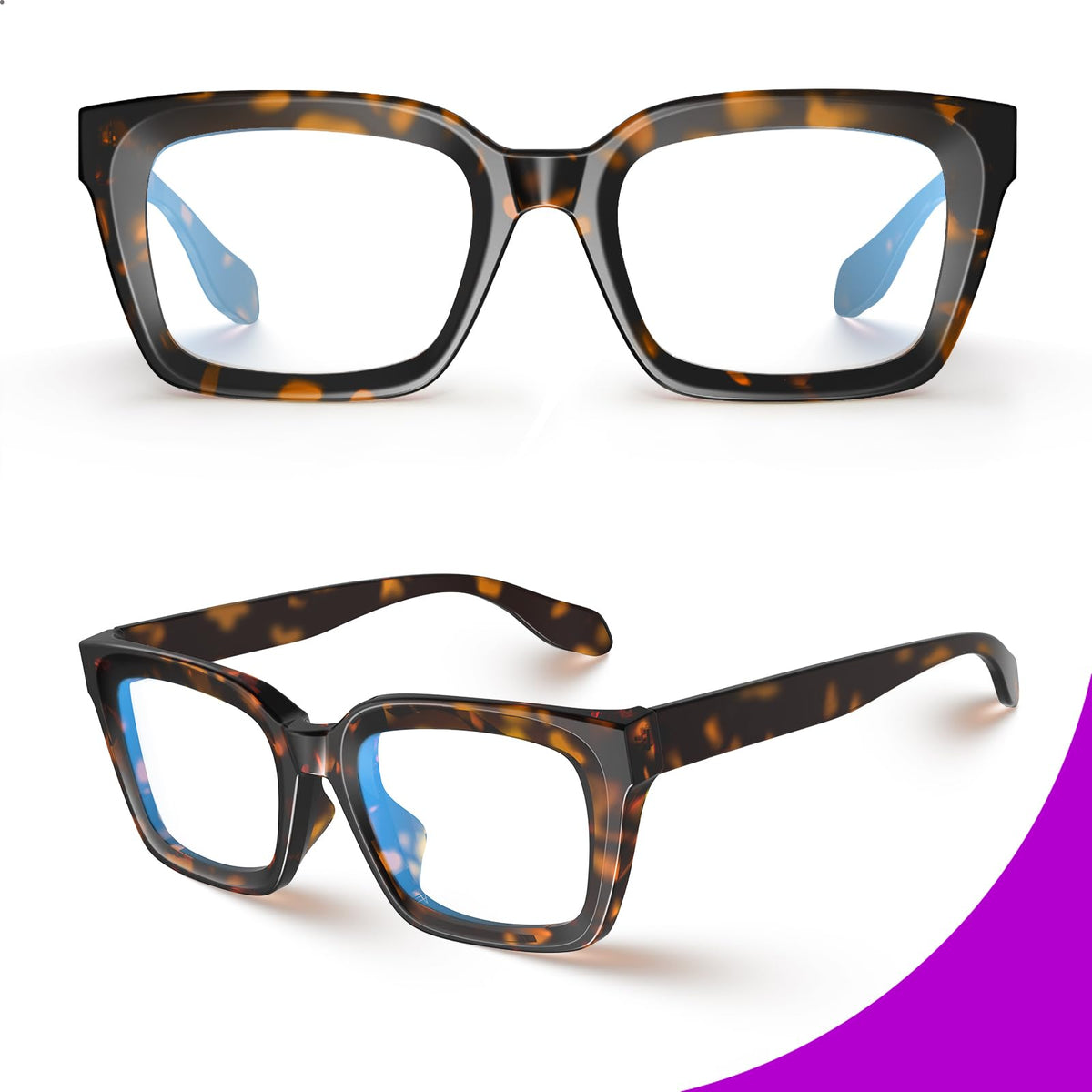VISOONE Chunky Square Blue Light Blocking Glasses with Anti Computer Glare for Working Women Men MONTANA