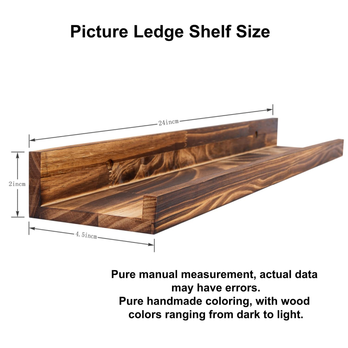 AZSKY 24 Inch Floating Shelves Set of 3 - Rustic Wood Picture Ledge Shelf for Home Storage Decor - Nursery Book Shelves, Wall Mounted Kids Bookshelf for Living Room, Bedroom, Photos & Vinyl Records