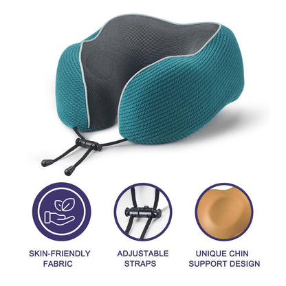 napfun Neck Pillow for Traveling, Upgraded Travel Neck Pillow for Airplane 100% Pure Memory Foam Travel Pillow for Flight Headrest Sleep, Portable Plane Accessories, Light Grey