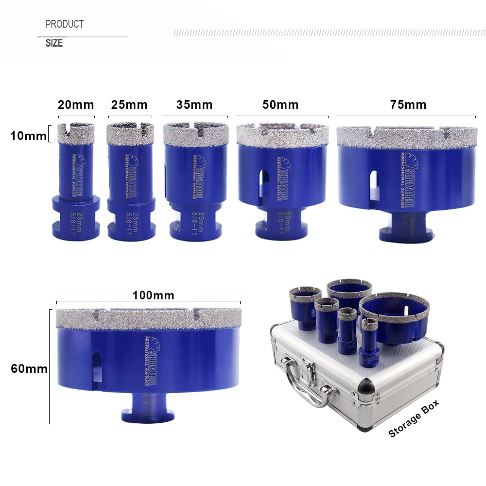 SHDIATOOL Diamond Drill Core Bits Set for Porcelain Hole Saw Cutter for Tile Marble Ceramic Granite