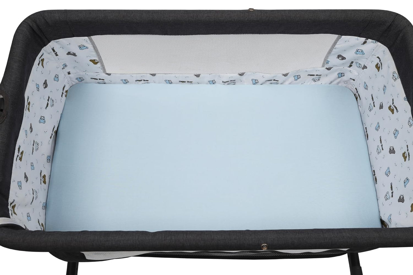 Tontukatu Stretchy Fitted Crib Sheets Set 2 Pack Portable Crib Mattress Topper for Baby Girl Boy,Ultra Soft Jersey Material, Light Blue & Car