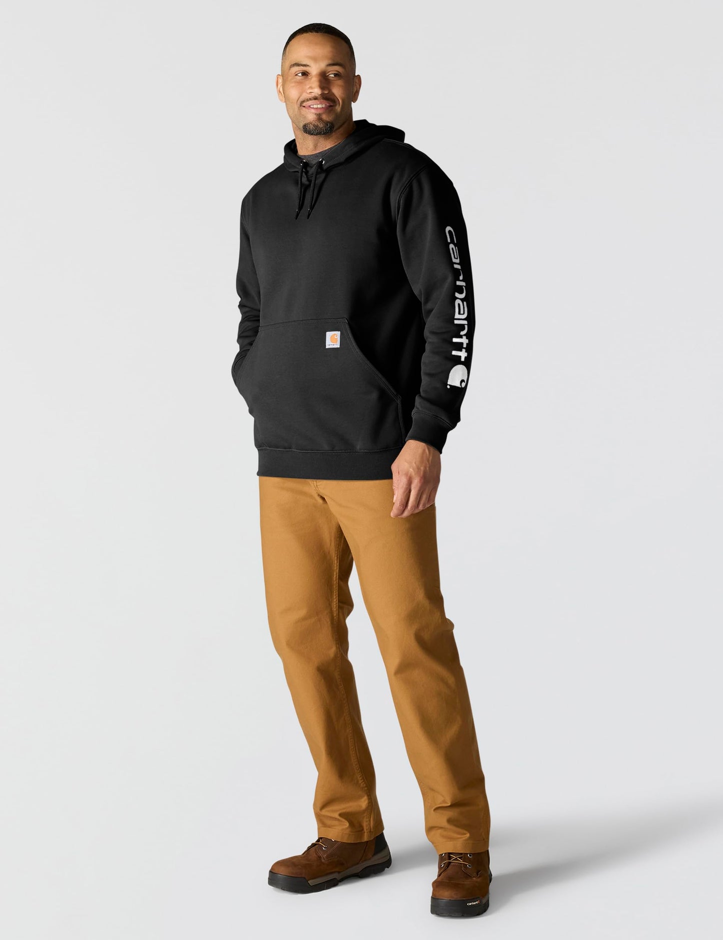 Carhartt Mens Loose Fit Midweight Logo Sleeve Graphic Fashion Sweatshirts, Black, X-Large US