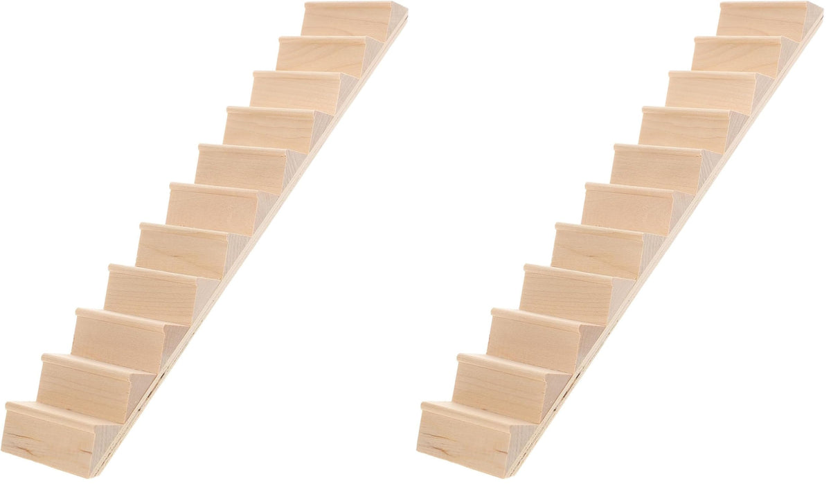 Artibetter Mini Staircase Wooden 1/12 DIY Stairway Accessory Model Without Armrest for Mini House Scene 1Pc (Pack of 2)