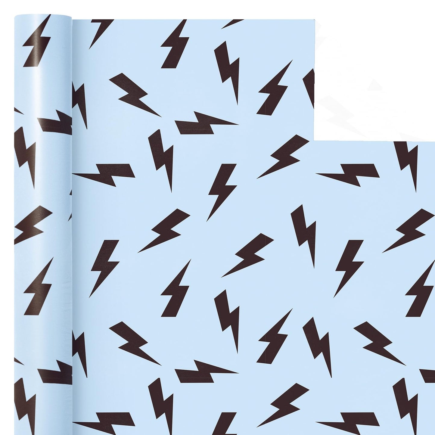 WRAPAHOLIC Lightning Bolts Wrapping Paper Roll - Mini Roll - 17 Inch x 16.5 Feet - Blue and Black Birthday Wrapping Paper Perfect for Men Boy Birthday, Baby Shower (Pack of 2)
