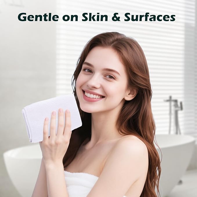 White Washcloths Bulk 50 Pack, Highly Absorbent & Quick Drying Face Towels