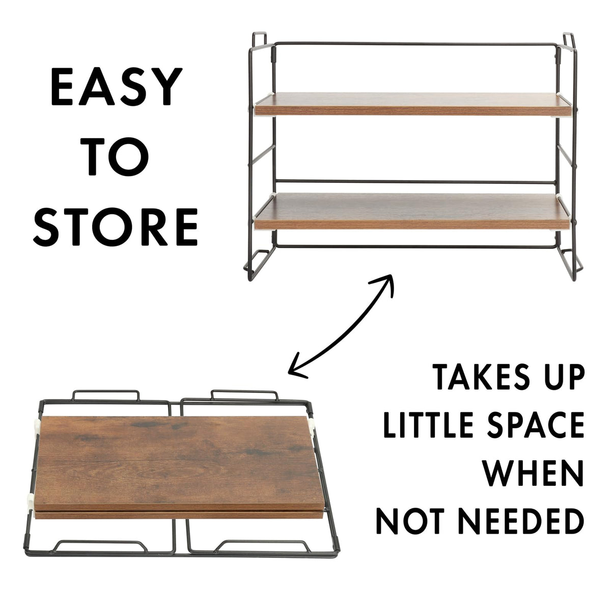 KATHY&BOB Wood Desk Shelf Organizer, 2-Tier Desktop Supplies Storage Rack, Adjustable Stackable Desk Shelf for Office, Kitchen, Bathroom, 15.75"*12.2"*7.87"