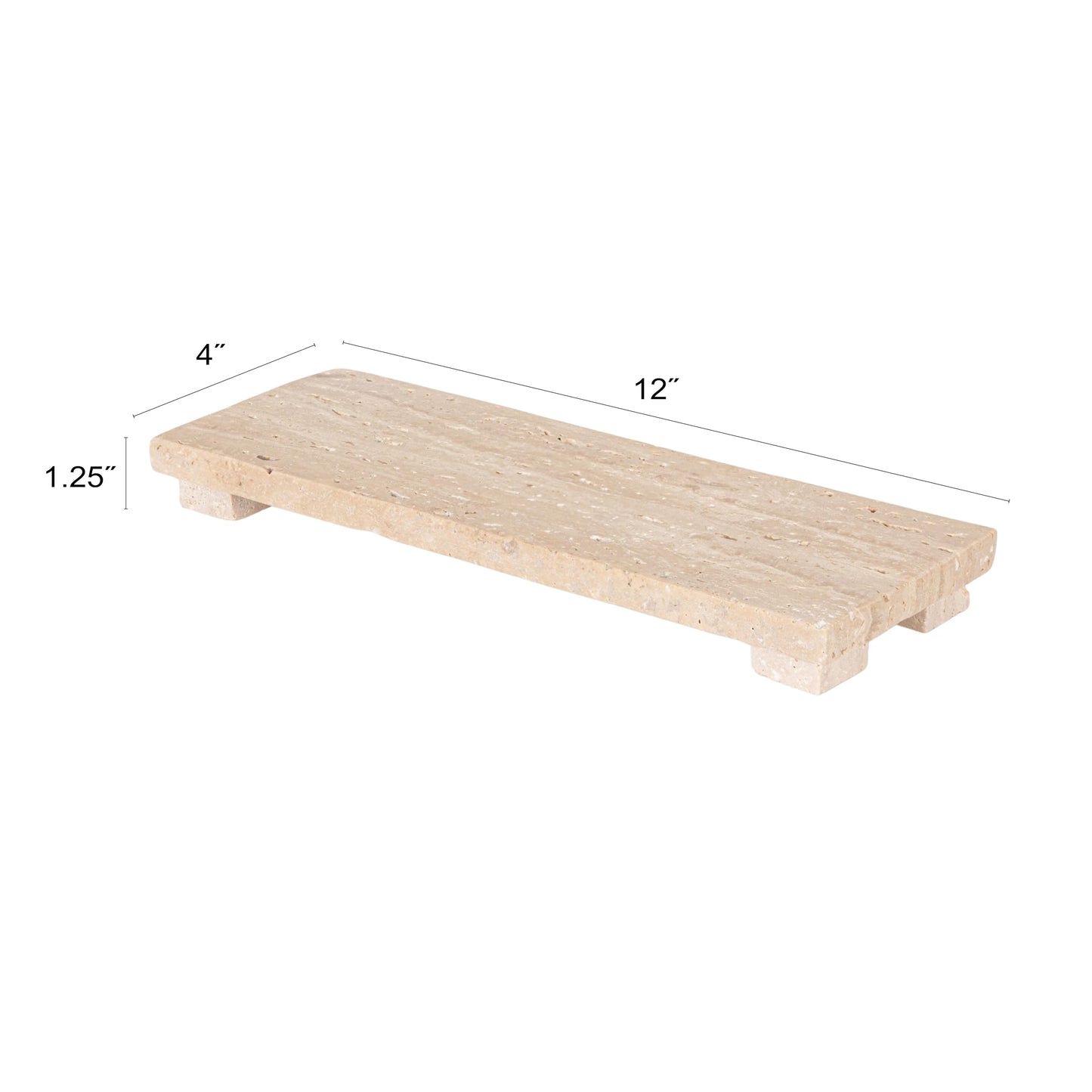 Creative Co-Op Scandinavian Travertine Footed Charcuterie Board, Beige