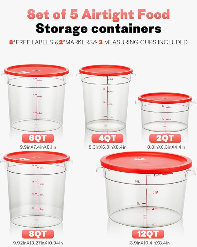 6QT NSF Round Food Storage Containers