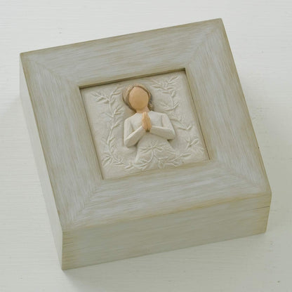 Willow Tree a tree, a prayer Memory Box, May you find strength, beauty and peace each day, Sculpted Angel, Message of Love & Friendship For Jewelry, Keys, Notes, Change, Rosary, Sculpted Memory Box