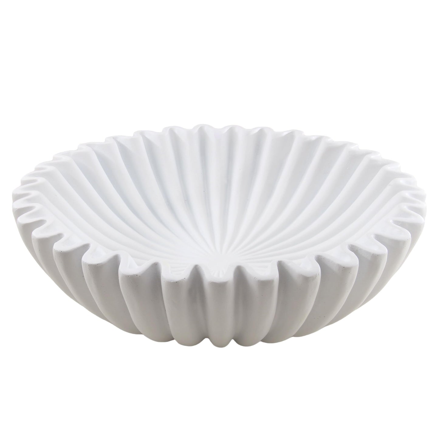 Plukers Large Modern Decorative Ruffle Bowl for Home Decor Fruit Bowl Organic Catch All Key Kitchen Entryway Shelf Coffee Table,White