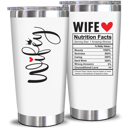 NewEleven Valentines Day Gifts - Gift For Wife, Wedding Anni Present, Wife Gifts From Husband, Him - Best Romantic Gift For Her Wifes, Wifey - 20 Oz Tumbler