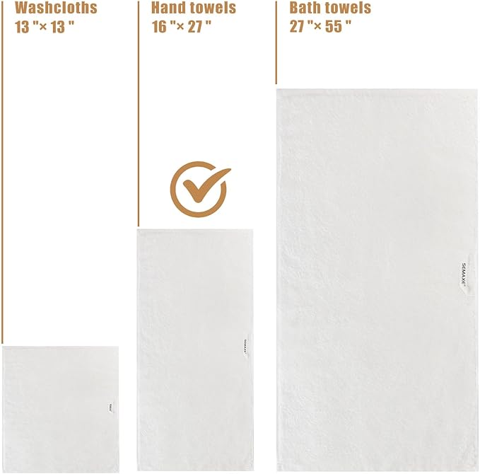 SEMAXE Hand Towel for Bathroom, 100% Combed Cotton Towel