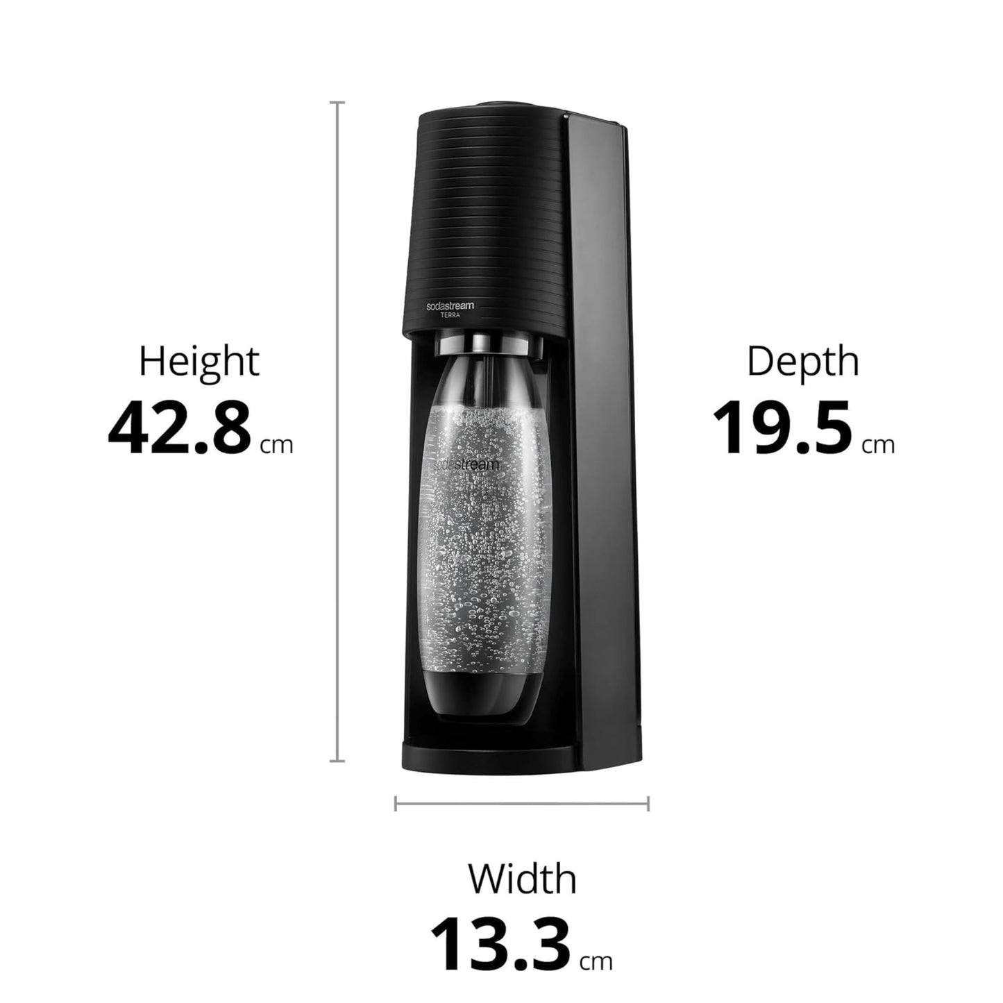 SodaStream TERRA Sparkling Water Maker, Easy To Use Carbonated Water Machine, 1L BPA-Free Bottle, 1 x Quick Connect CO2 Cylinder Makes 60L, Replace Single-Use Plastic, Mix with Pepsi Syrups, Black