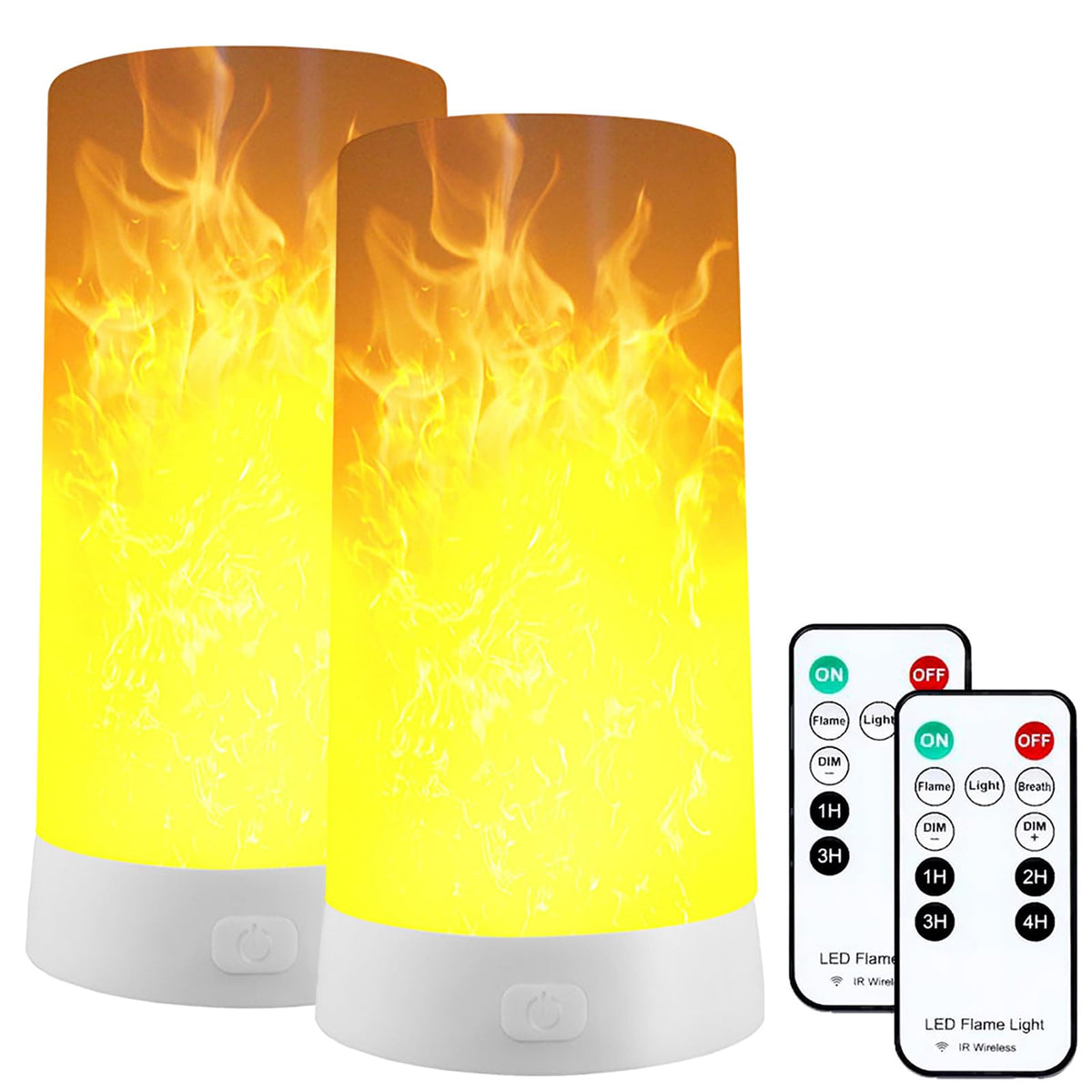 LOVUMMOR LED Flame Effect Light, Flame Lamp with Remote & Timer, USB Rechargeable 4 Modes Waterproof Fire Lights Campfire Fireplace Lantern, Flameless Candles for Home Garden Halloween Party Bar Décor