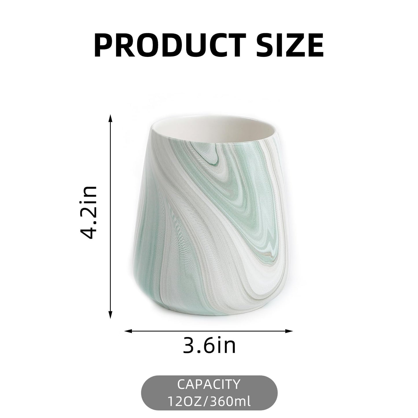 Marble Green Toothbrush Holder for Bathroom - Ceramic Tooth Brushing Holders, Toothbrush Cup, Toothpaste Organizer for Bathroom Countertop, Makeup Brush Holder, Pen Holder for Home Desktop Storage