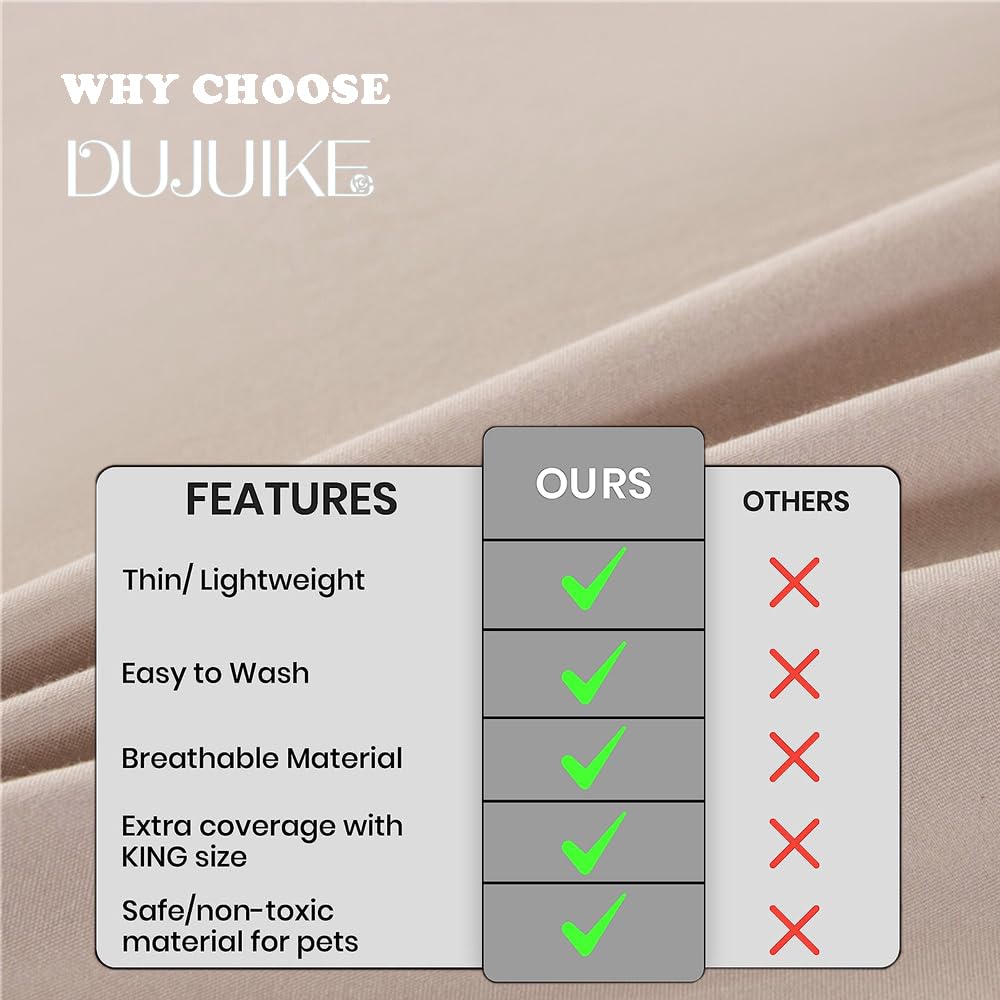 DUJUIKE Waterproof Bed Sheet Cover,Pet Hair Resistant Bed Sheet Cover for Dog and Cats, Mattress Protector for Children, Bed Liner Cover with Waterproof Breathable Fabric (Camel, Twin 160 x 230 cm)