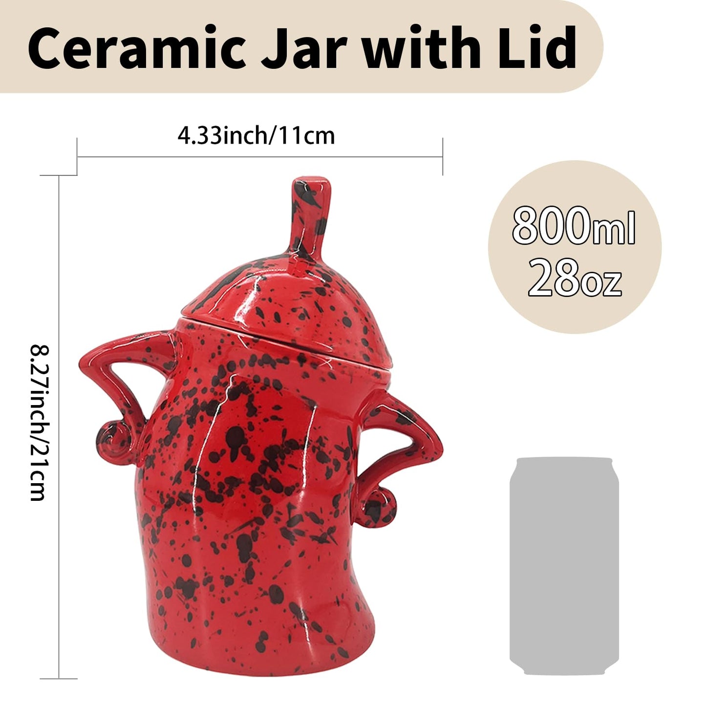 GXOPIEV Ceramic Canister with Attitude 28oz,Sassy Canister,Ceramic Tea canister, Red Ceramic Coffee Canister for Coffee Beans, Tea, Sugar, Salts, Spice and More (800ml)