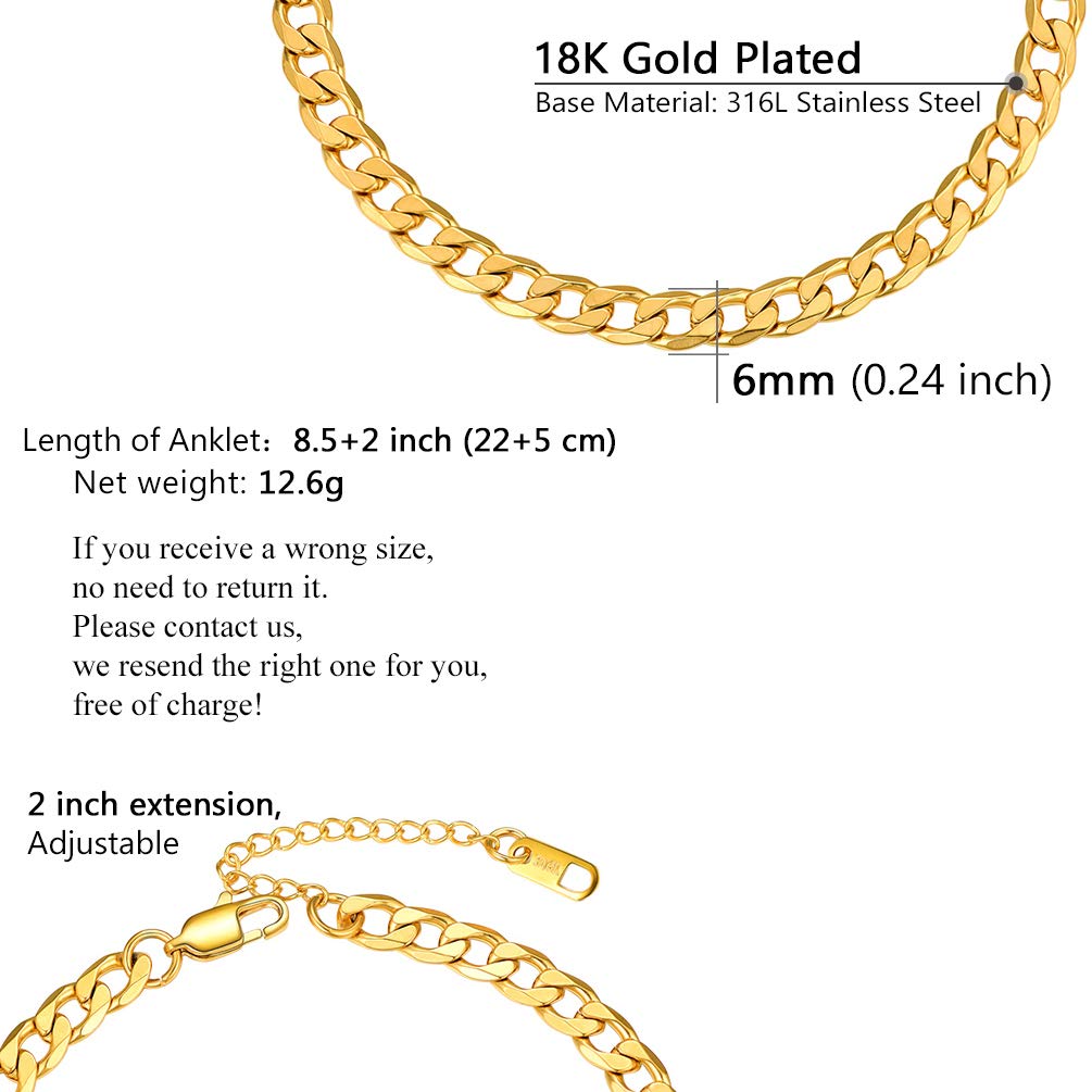 PROSTEEL Gold Cuban Link Anklets For Women Jewelry Summer Beach Foot Chain Anklet Stainless Steel Womens Ankle Bracelets