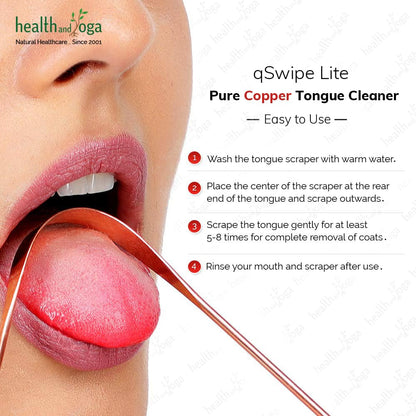 HealthAndYoga™ qSwipe Lite Copper Tongue Cleaners (Pack of 12) – Prevents Bad breath, Improves taste- Flexible, Curved ends provide good grip – Complete Oral Care/Hygiene for Travel/Office/Home