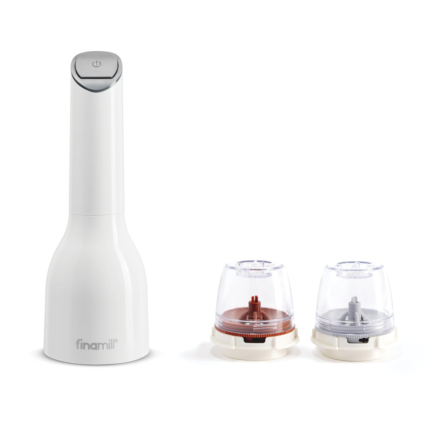 FinaMill Classic Battery Spice Mill – Battery Operated Salt and Pepper Grinder Set, Includes 2 Interchangeable Spice Pods, Adjustable Coarseness, LED Light, Home and Kitchen Gift Set for Father's Day